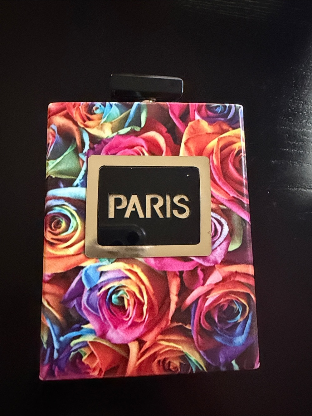 Aris Multicolor Rose Print Compact with Gold Plaque